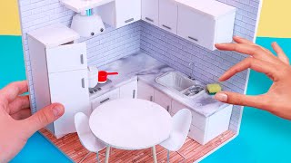 DIY Miniature DollHouse Rooms Tutorial - Kitchen!