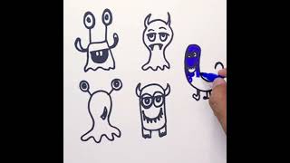 How to draw cute monsters 👻 #youtubeshorts #art #drawing