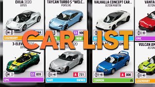 FORZA HORIZON 5 - Full Car List