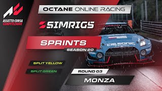 ACC Simrigs Sprint Series (S20) | Asia/Pacific | Wednesday (Split Yellow \u0026 Green) R3 Monza