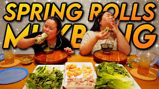 Giant Shrimp Spring Rolls Mukbang 먹방 Cooking + Eating Show! + I FELL ON MY FACE W/ SECURITY FOOTAGE!