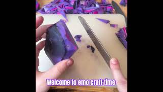 Emo craft time with heyyyitsJess ft Ronnie Radke bops (as I carve pink/purple soap) #soapcuttting