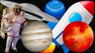 Space transport, universe and planets name for kids