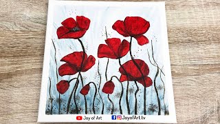 Red Poppy | Easy Acrylic Painting for Beginners | Joy of Art #159