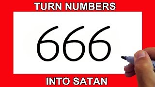 Very Easy ! How To Turn Numbers 666 Into Cartoon , Doodle Art