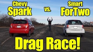 Chevrolet Spark vs Smart Car Drag Race! The slowest race in history? Watch to find out!