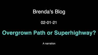 Brendas Blog   02 01 21   Overgrown Path or Superhighway?