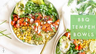 BBQ Tempeh Bowls with Garlic Herb Rice | Summer Vegan Bowl Recipe | This Savory Vegan