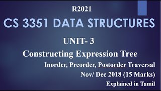 CS3351 DATA STRUCTURES / UNIT 3/ CONSTRUCTING EXPRESSION TREE in Tamil