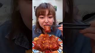 Chinese Mukbang ASMR Eating Show  Fat Meat, Pork Fat, Pork Belly, Spare Rib #4456