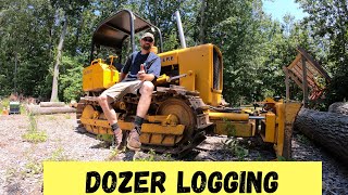 John Deere 350B Pulling big logs