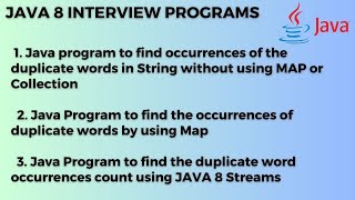 Java 8 Program to find the duplicate word occurrences count using Streams| Java 8 Interview Programs