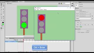 Adobe Flash Professional Animation -4- Traffic Lights - frames practice
