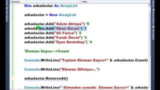 Visual Basic .NET - Ders 315 : ArrayList - RemoveAt