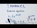 Temperature dependence on rate constant