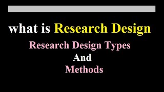 what is Research Design, Research Design Types, and Research Design Methods