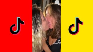 Tiktok lesbian couple, hot kiss, tiktok lesbian kiss