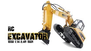 Huina RC Excavator 1550  Unboxing. 15 Channel 1:14 (2018)