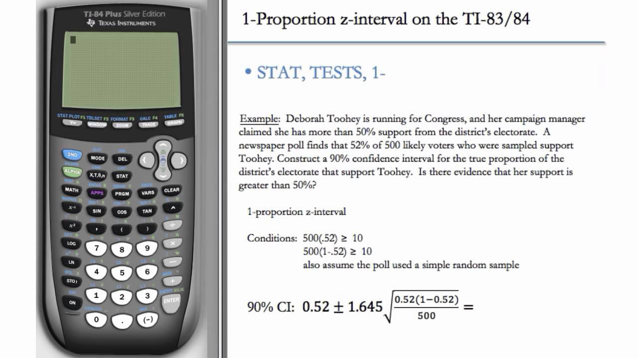 1-Proportion Confidence Interval (TI-83 & TI-84) - YouTube