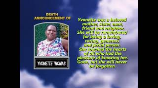 Yvonette Thomas ~ Short Obituary