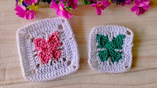 How to Crochet A Butterfly Granny Square | Granny Square Crochet Tutorial