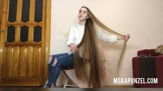 MsRapunzel - Silky kneelength blonde hair styling