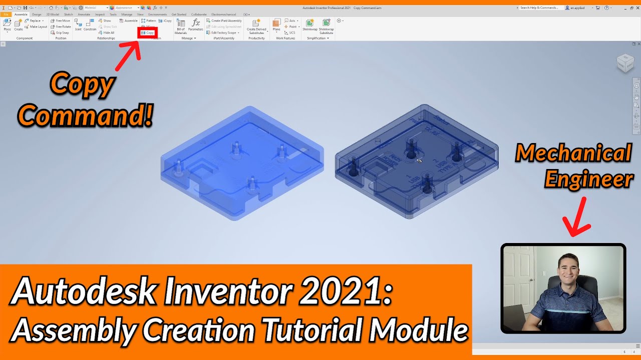 Copy Command Autodesk Inventor Assembly Tutorial Autodesk Inventor
