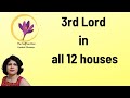 3rd lord in all 12 houses | Lord of 3rd house/trityesh in all bhavas