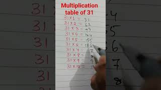 Easy tricks of learn table of 31//multiplication table of 31 #viralvideo #educationalvideo