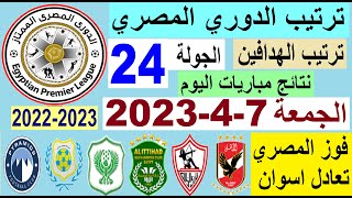 ترتيب الدوري المصري وترتيب الهدافين ونتائج مباريات الجمعة 7-4-2023 الجولة 24 - فوز المصري