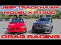 Tesla Model X P100D Ludicrous sets World Record vs Jeep Trackhawk Drag Racing 1/4 Mile