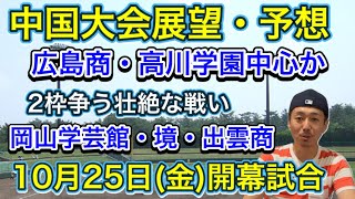 【中国大会展望・予想】混戦の中2枠争う壮絶なトーナメント！広島商＆高川学園中心か？岡山学芸館・境・出雲商業など、下関国際や米子松蔭・倉敷商も…【第97回センバツ目指して】