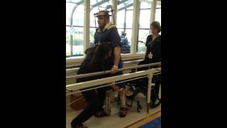 Chris Graystone, Mary Free Bed Spinal Cord Injury Patient, uses parallel bars to walk