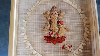 Bamboo made 3D work  of lord Ganesha. Beautiful home decor Wall hanging wall decor hand made Ganesh.