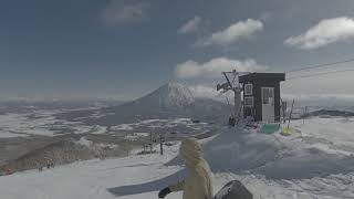 Niseko from end of Hirahu Swinging Monkey lift along Hanazono Park course to bottom of Hanazono