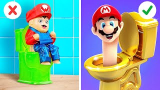 From NERD to POPULAR Mario Doll Makeover 🚽🪠 Princess Peach Doll Craft