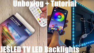 JESLED TV LED Backlights 9.8Feet RGB TV Led Strip Lights with remote \u0026 App unboxing and instructions