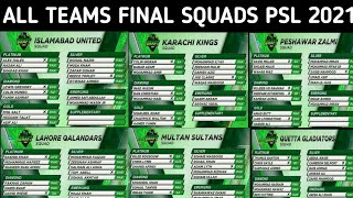 PSL 6 All Teams Complete Squad | All Teams Full Squad PSL 2021 | All Teams New Squad PSL 2021.