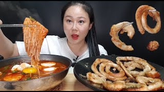 요리먹방:) 🔥이열치열🔥직접 만든 얼크~~은한 해물 순두부 짬뽕탕이랑 가성비 오지는🥹 소곱창 먹방 소곱창 대창 치즈포테이토곱창 먹방 spicy seafood soup mukbang