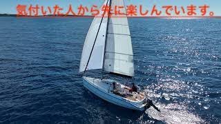 【４Ｋ高画質ドローン映像・セールも海も綺麗】ヨットセーリング