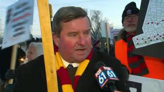 Connecticut State Senator John Kissel and residents in Enfield protests Ned Lamont's tolls