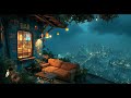 Lofi Haiku – Teal Rain Over Balcony Bar in Tsukikawa | Relaxing Lo-fi Chill Mix | Study, Sleep | 4K