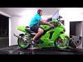 2003 kawasaki zx12r dyno test with muzzy exhaust at the ace cafe in orlando