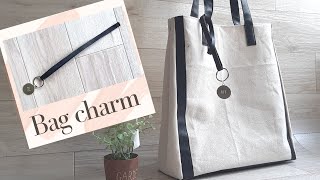 【Just sew in one place】How to make a simple bag charm 【Use faux leather torn off】