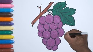 Cara Menggambar dan Mewarnai Buah Anggur dengan Crayon