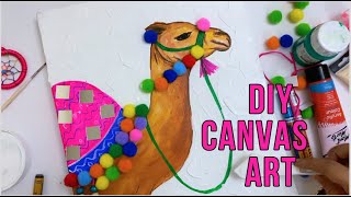 Easy DIY 3D Canvas Wall Decor// 3D Camel//Mixed Media Art