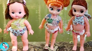 ละครสั้น ไปเล่นน้ำกันเถอะ ปิดเทอมแล้ว Mell Chan Baby Doll Bath and Surprise Eggs Toys Play