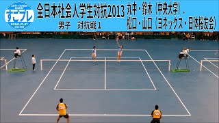 ★すごプレソフトテニス　全日本社会人学生対抗2013　男子　対抗戦１　 松口・山口（ヨネックス・日体桜友会）－丸中・鈴木（中央大学）