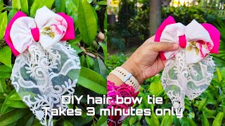 💚 ট্রেন্ডি hair bow tie বানিয়ে নিলাম মাত্র ৩ মিনিটে ❗DIY hair bow tie ❗