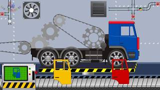 Truck factory for children | MAN F2000 | Blue tipper trailer | Video for kids ☞ Fabryka ciężarówek